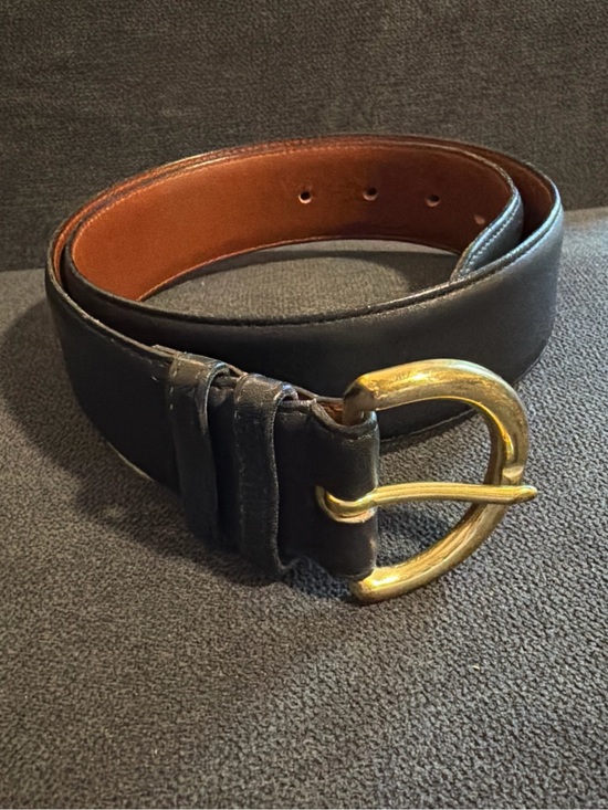 Coach Accessories - Vintage Coach Black Leather Belt with Brass Gold Buckle